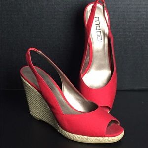 Moda Spana Red Espadrille Wedge
