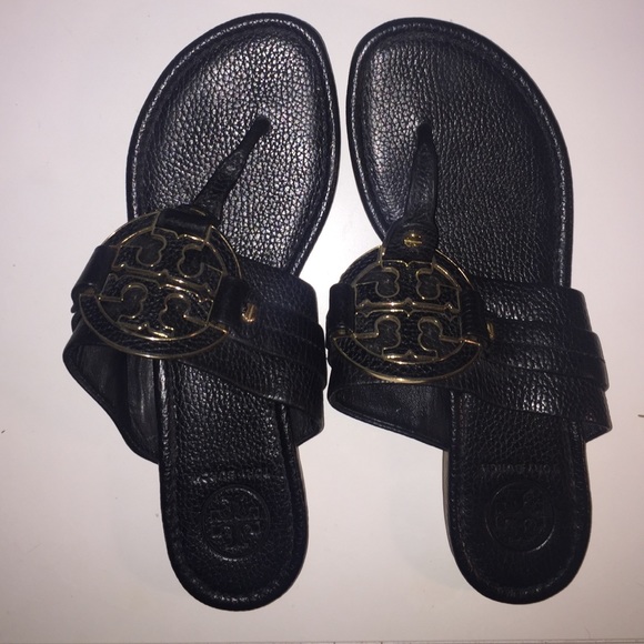Tory Burch black and gold sandal