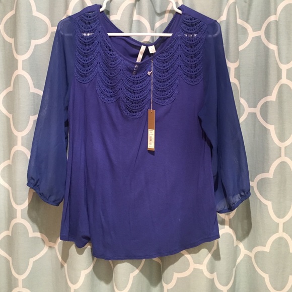 Lauren Conrad sheer sleeve dress blouse