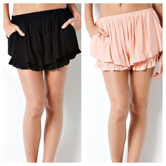 Light pink ruffled shorts