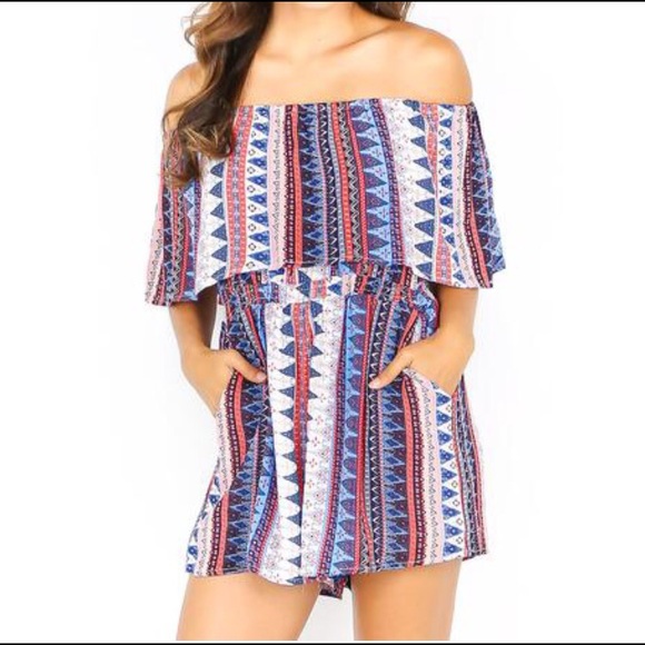 NWT Colorful, Summery, Off Shoulder Romper