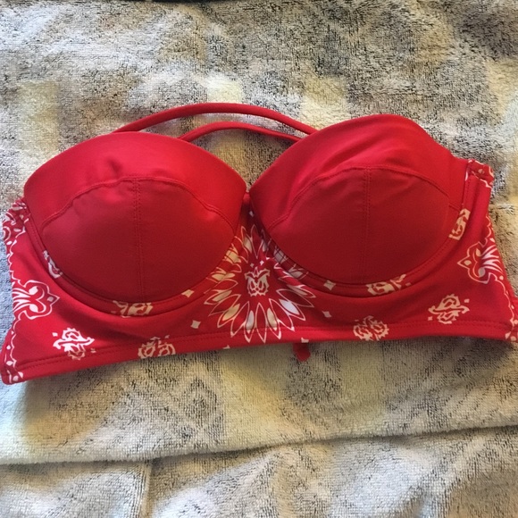 RED retro bikini top