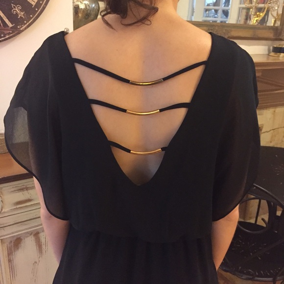 Black Dress with Gold Back Decor - Picture 2 of 4