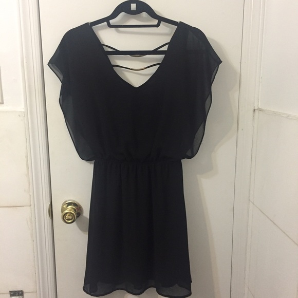 Black Dress with Gold Back Decor - Picture 4 of 4