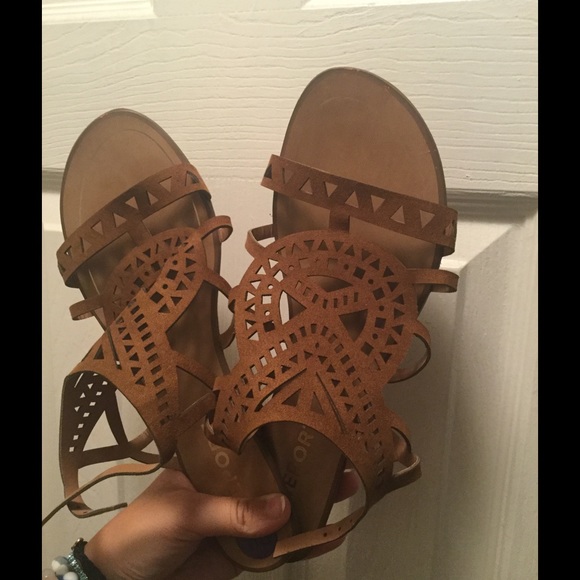 Brown suede Aztec sandals