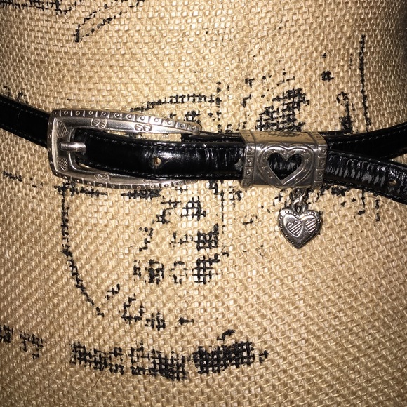 Brighton Black Croc Belt w/Heart Detail Sz Medium