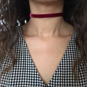 3/8 burgundy wine velvet choker & 1/4 royal blue