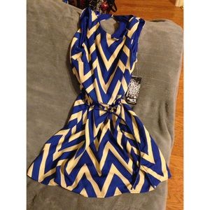Blue and Tan Chevron Dress