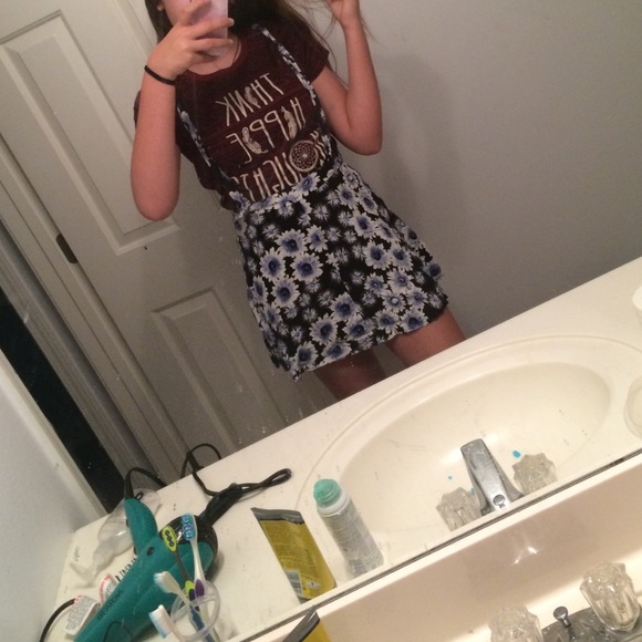 Blue floral overall skirt!