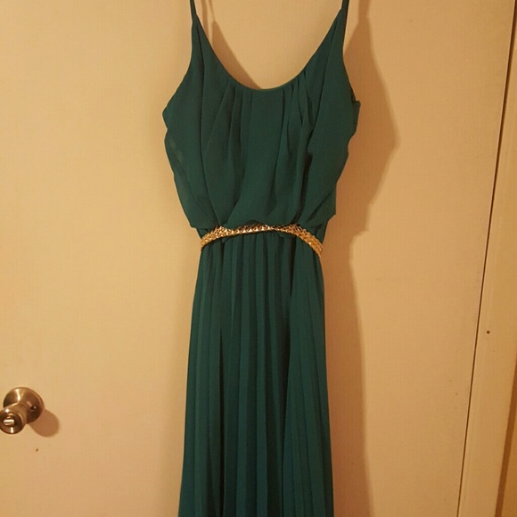 Emerald green floor length dress