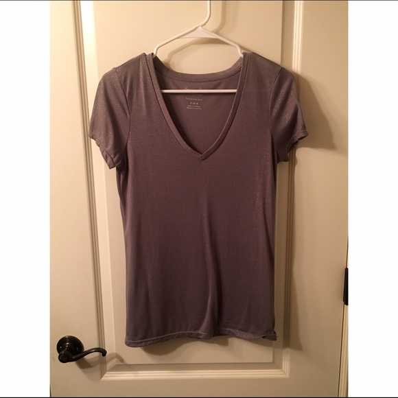 Gray V-Neck Top