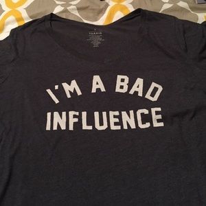 TORRID shirt dark grey with white writing