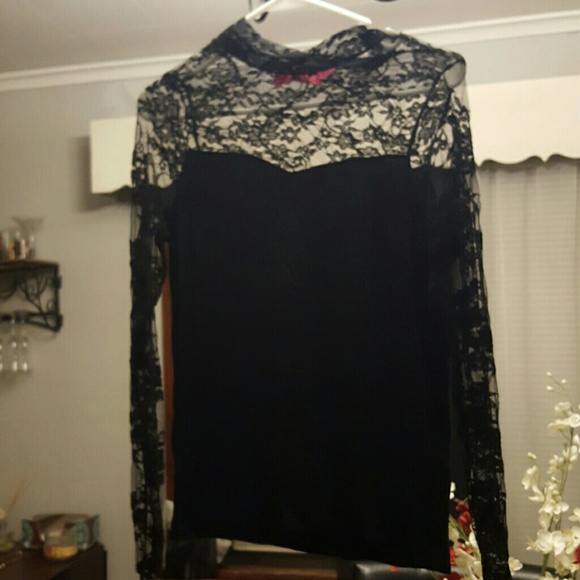 Black lace long sleeve shirt