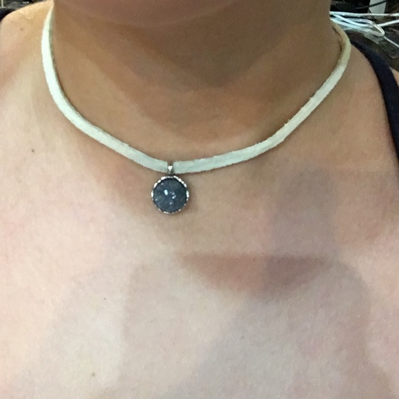 Suede stone choker