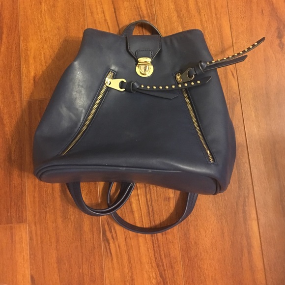 Navy blue and gold accent backpack