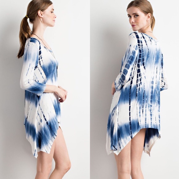 Tie Dye Long Sleeve Asymmetrical Top - Picture 3 of 4