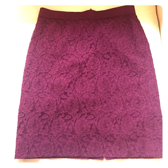 Ann Taylor Lace Pencil Skirt- Merlot