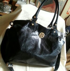 SOLD! TORY BURCH Black Leather Bag / Tote