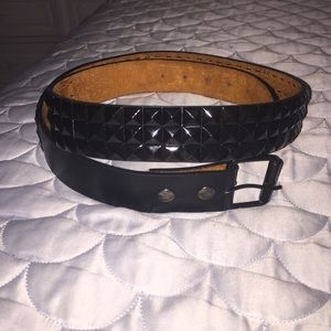 Men's Black Leather Studded Belt