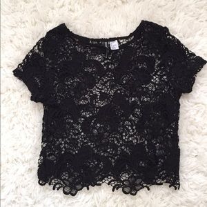 Black Lace Cropped Top