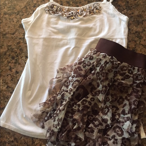 Girls JUSTICE tank and skirt. Leopard. Size 18/20