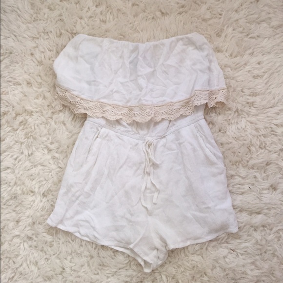 White strapless romper