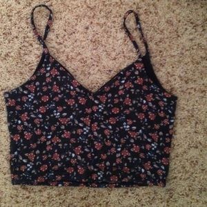 navy floral crop top
