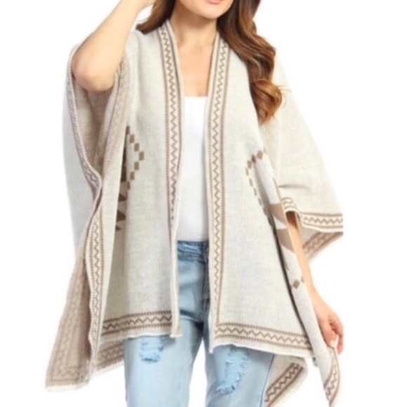 Fabulous Mocha Poncho Kimono - Picture 3 of 3