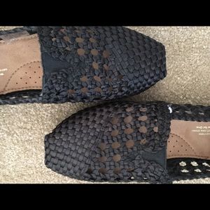 Tom's black Classic Satin Woven Alpargata Slip On