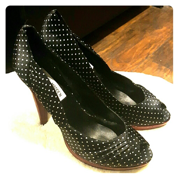 Retro Polka-dot peep toe Pumps