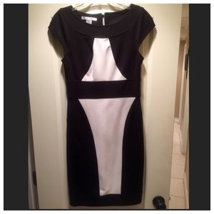 Black and white back zip dress