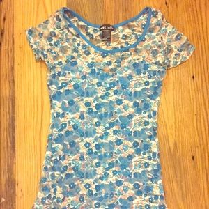 Mesh floral top with sweetheart cut!