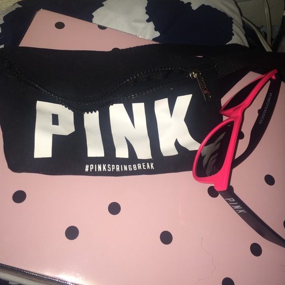 PINK STRETCH HIP PACK AND SUNGLASSES