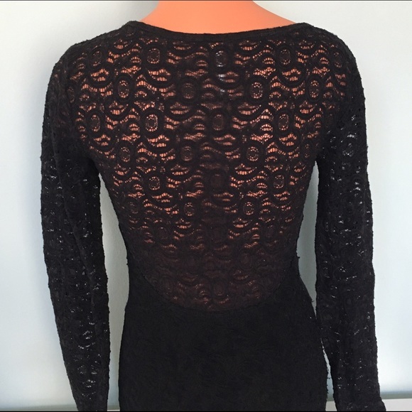 Free People Black Lace Long Sleeve Dress S - Picture 2 of 2