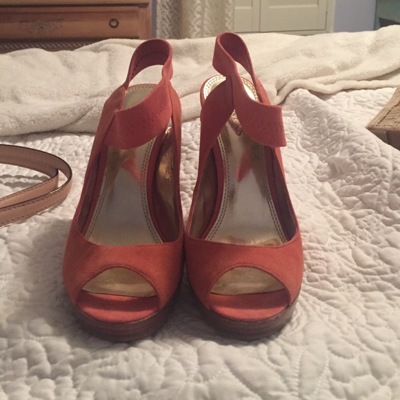 Salmon colored shoes worn once