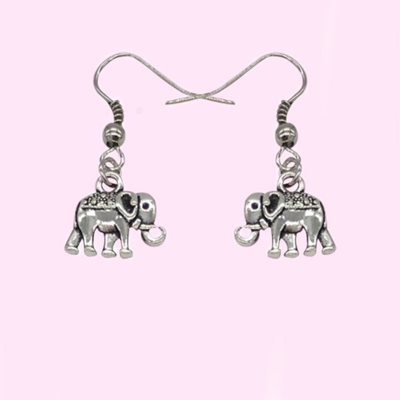 "Grayson" Elephant Earrings in Antiqued Silver