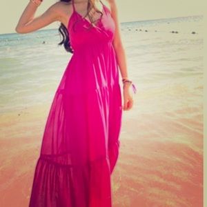 Pink halter dress :: size medium :: unworn
