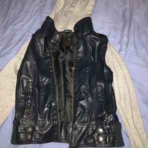 Leather & cotton jacket