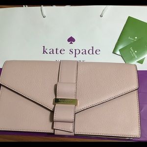 Kate Spade Havana Light pink leather clutch