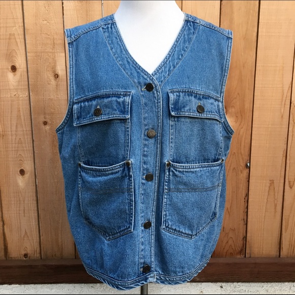 denim fishing vest