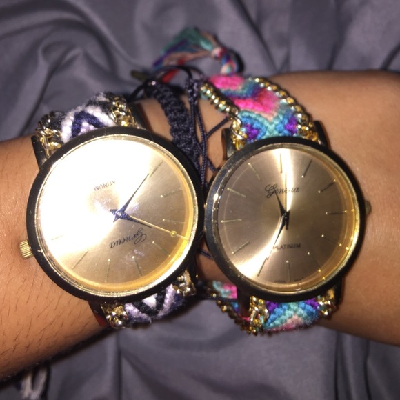 2 Geneva watches with cute bands and gold faces.😍