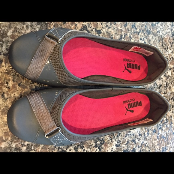 Puma grey patent leather flats