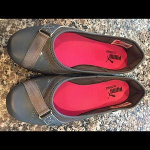 Puma grey patent leather flats