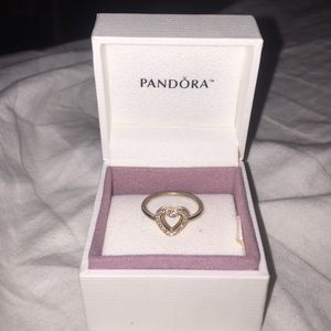 Pandora 14k gold and sterling silver heart ring