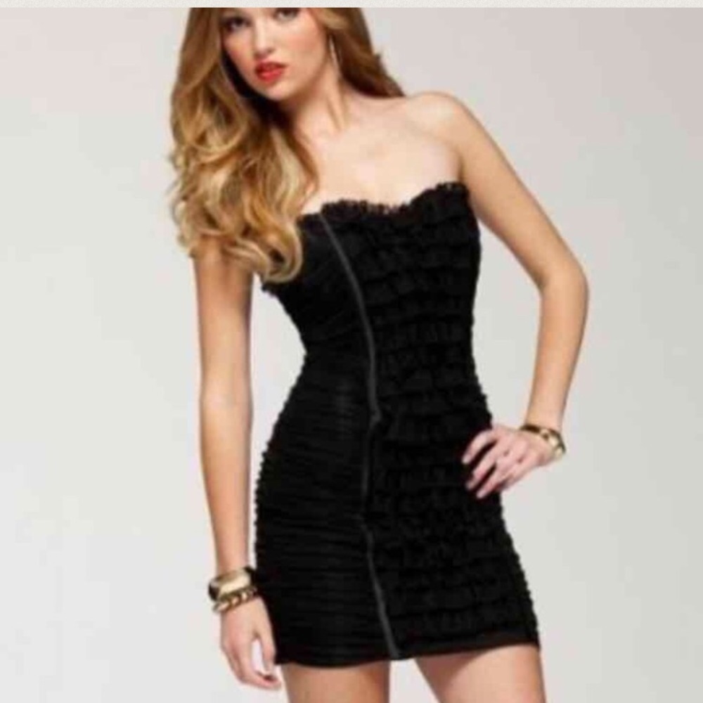BEBE Black Ruffle  Dress