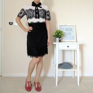 Asos black cream lace Peter pan collar dress