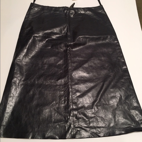 Navy leather skirt