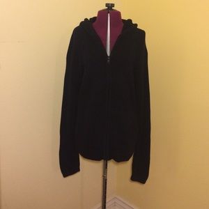 Armani Exchange black herringbone knitted hoodie