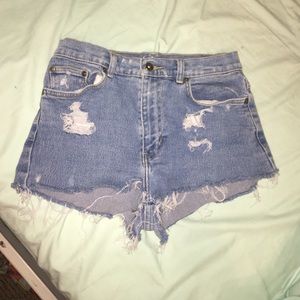 Distressed high waisted shorts