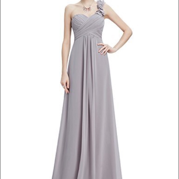 Ever pretty Dresses & Skirts - Grey one shoulder empire waist dress